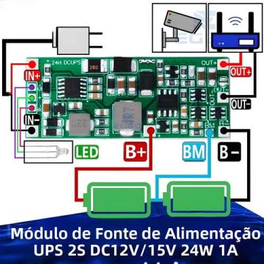 Imagem de Módulo De Fonte De Alimentação UPS 12V 15V 2S 24W 1A DC Placa De Contr