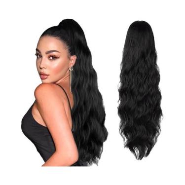 Imagem de Extensão De Rabo De Cavalo Longo E Ondulado Marrom Com Cordão, 18/26/3