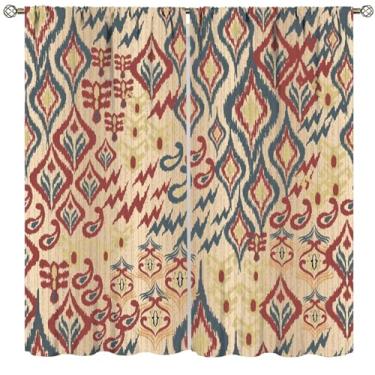 Imagem de Cortinas de decoração asteca, abstrato do sudoeste nativo étnico tribal vintage navajo impressão navajo tratamentos de janela para quarto sala de estar cozinha conjunto de cortinas de tecido 2 painéis