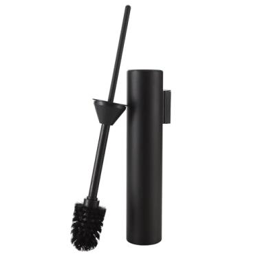 Imagem de BGL Conjunto de escova e suporte de vaso sanitário preto fosco montado na parede para banheiro design redondo
