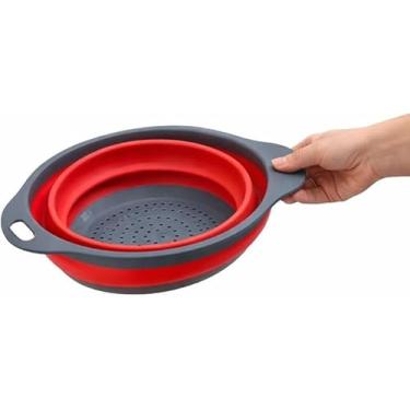Imagem de Escorredor Multiuso de Silicone, Redondo, Dobrável, Retrátil, 24 cm, Para Macarrão, Massas, Legumes, Moderno