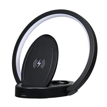 Imagem de Lâmpada de Mesa com 41 LEDs Multifuncional Dock Carregamento Sem Fio Controle Sensível 3 Níveis Brilho Ajustável Ângulo Luz Rotativo Suporte para Celu