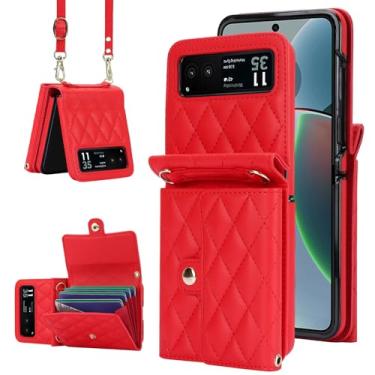 Imagem de Capa carteira para Motorola Razr 40 – Suporte de cartão com bloqueio RFID com fecho magnético, antiderrapante e proteção contra quedas, capa fólio de couro fina para uso diário, viagens e viagens