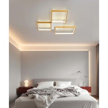 Imagem de Luminária de teto LED, com intensidade regulável e controle remoto, luminária de teto moderna quadrada em acrílico, iluminação de teto embutida para sala de estar, cozinha, escritório, quart
