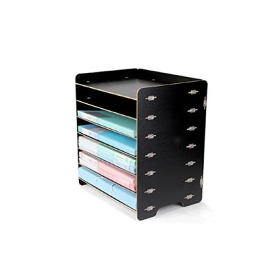 Imagem de Organizadores de documentos e revistas de 7 camadas, organizações de armazenamento de demolição de madeira de mesa, caixas de armazenamento de suporte de arquivo para escritório, casa, escola (cor: A