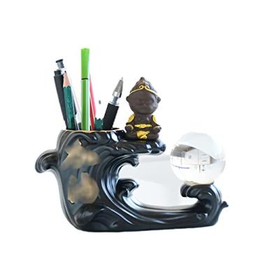 Imagem de Porta-canetas de cerâmica para armazenamento de ornamentos, criativo, moderno, fofo, escritório, estilo retrô, personalidade, ornamento simples (A)