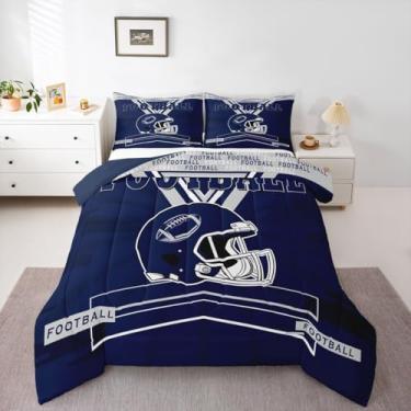 Imagem de Erosebridal Jogo de cama King de futebol americano para crianças, meninos e adolescentes, para fãs de futebol, edredom esportivo reversível com 2 fronhas macias (dallas)