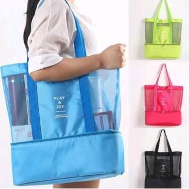 Imagem de Bolsa de Praia Piscina Academia Piqueniques Com Compartimento Térmico (Azul Marinho)