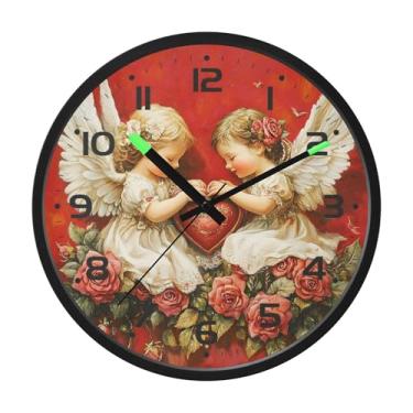 Imagem de SEHANY Lindo relógio de parede anjo silencioso sem tique-taque relógio redondo operado por bateria 30 cm controle de som luz noturna relógios de parede para sala de estar, cozinha, quarto, escritório