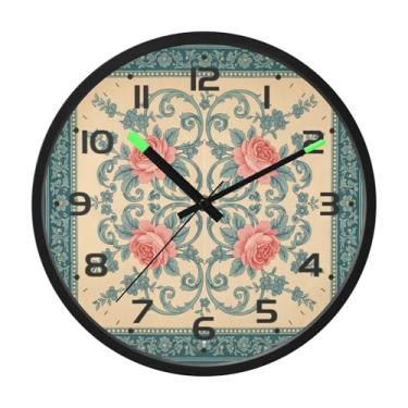 Imagem de SEHANY Relógio de parede de rosas para dia dos namorados, silencioso, sem tique-taque, operado por bateria, controle de som, luz noturna, relógios de parede para sala de estar, cozinha, quarto