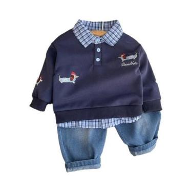 Imagem de Conjunto De Moda Primavera Outono Para Meninos Camisa De Algodão Jeans