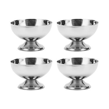 Imagem de Generic Tigela de Sorvete de Aço Inoxidável, Tigela de Sobremesa de Metal Durável Com Garfos para Festa, 4 Peças, Hotel, Restaurante, Casa, Interior