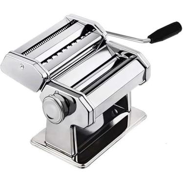 Imagem de Máquina de Massa Manual 2-em-1 para Macarrão com 6 Configurações Espessura Ajustáveis Espaguete Fettuccine Lasanha Caseira Ferramenta Essencial Cozinh