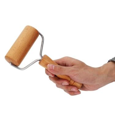 Imagem de Rolo de Madeira 2 em 1 para Massa Pizza Utensílios Cozinha Assar Biscoitos Torta Crosta Uniforme Fácil Usar Ideal Triturar Nozes Farofa Pão