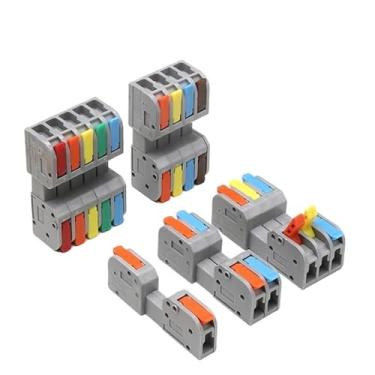 Imagem de ROUPWKWO 1 ~ 100 peças Conector de fio rápido de encaixe conectores elétricos compactos bloco terminal condutor de extremidade de pressão (DF2604D-5, 100 peças)