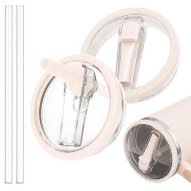 Imagem de TIZHJOZI Tampa de canudo de substituição para Stanley Quencher Copo de 1,134 g - 2 peças de tampas de copo à prova de vazamento com palha, tampa de copo à prova de derramamento compatível com