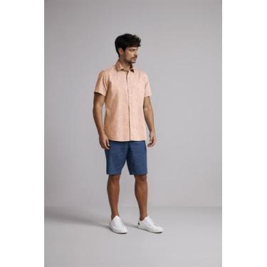 Imagem de Camisa Manga Curta Linen Blend Slim Fit - Laranja - HIGHSTIL, Laranja,
