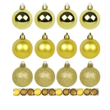 Imagem de Bolas De Natal Mista 8cm 6 Unidades Vermelha Dourada Prata - Rio Maste