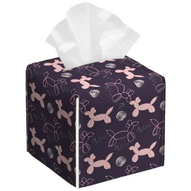 Imagem de Pacote com 2 lindos balões rosa para cães, caixa de lenços quadrados, de couro PU, à prova d'água, organizador de papel facial, dispensador para banheiro, cozinha, casa, escritório, carro