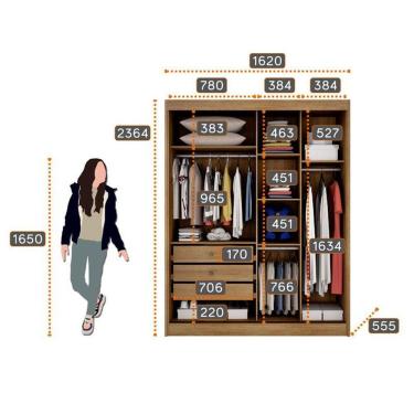 Imagem de Guarda Roupa Solteiro Ambiente Toledo 2 Portas 3 Gavetas Cumaru 25 Fendi - Novo Horizonte