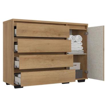 Imagem de Guarda Roupa Casal Milan 8 Portas Capuccino Menta Com Cômoda Com Porta Aurora E Cabeceira Formosa Capuccino- Thb