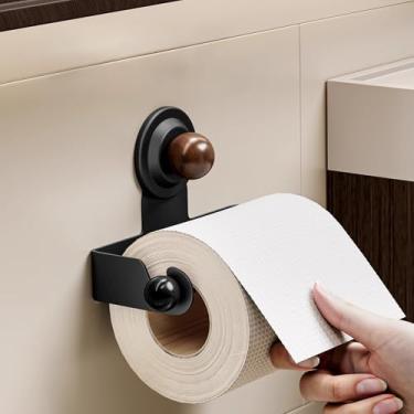 Imagem de Suporte de papel higiênico com ventosa – sem furos, portátil e destacável para uso no banheiro (preto)