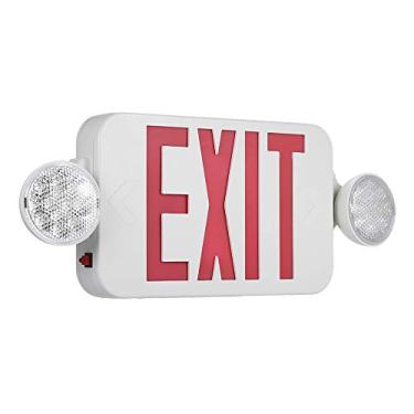 Imagem de Sinal de Saída LED Combo Luz Emergência AC120 277V com Bateria Reserva Ajustável Dois Modos para Instalação em Parede e