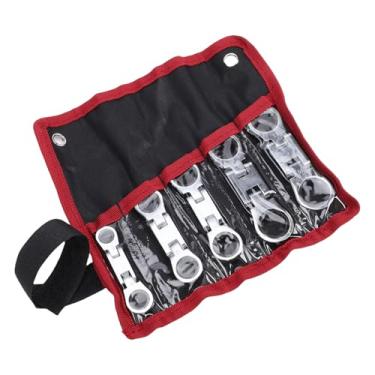 Imagem de Generic Conjunto de Chaves Curtas, Conjunto de Chave de Catraca de Cabeça Flexível de 5 Peças Métrica 8 10 12 13 14 15 16 17 18 19mm, Extremidade de Caixa Dupla de 72 Dentes, Com Saco