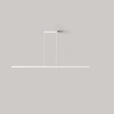 Imagem de Luminária pendente LED moderna e regulável, estilo linear, com controle remoto, ideal para cozinha, sala de jantar, bar e escritório. Altura ajustável (Branco, 120 cm).