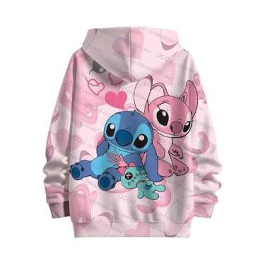 Imagem de Moletom Feminino Oversize Com Estampa 3D De Stitch E Anjos, Pulôver Pa
