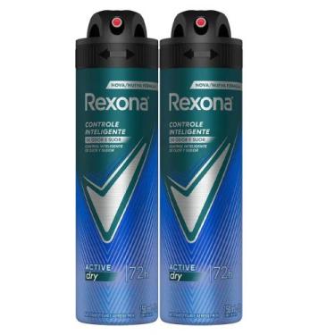 Imagem de Kit Desodorante Aerosol Rexona Active Dry/Azul 150ml - 2 unidades