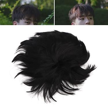 Imagem de Peruca masculina de cabelo curto, peruca masculina curta, elegante, bonita, confortável, respirável, peruca masculina careca, peruca frontal de cabelo humano para cosplay diário de Halloween