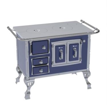 Imagem de Fogão a Lenha N 1 Sec Chapa de Aluminio Azul Sem Tampa Saida Direita