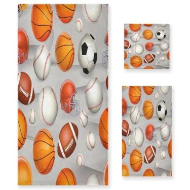 Imagem de xigua Bolas esportivas conjunto de toalhas de banheiro absorvente macio 3 peças toalha de banho toalha de mão toalhas decorativas para banheiro, academia, hotel, praia, piscina