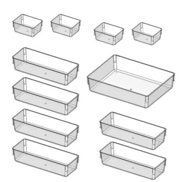 Imagem de Kit 25 Organizadores Multiuso Modular – Organizador de Geladeira e Potes para Geladeira para Gavetas, Maquiagem e Acessórios(4P + 6M + 1G)
