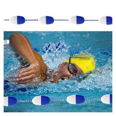 Imagem de Divisores de pista de segurança para piscina - Corda flutuante de nylon de 19,5 m com ganchos, perfeita para marcar áreas perigosas, linhas de boia de hidrovia duráveis para treinamento de natação