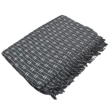 Imagem de Kit 2 Mantas para Sofá 2.40x1.80 Mts 100% Algodão Protetora Decoração Quarto e Sala (Cinza Escuro-Tijolinho2 PEÇA)