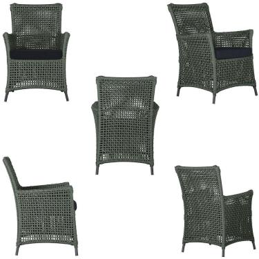 Imagem de 2 Poltronas E 1 Mesa Igapó Alumínio Preta Corda Náutica E12 Verde