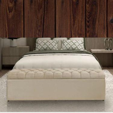 Imagem de Calçadeira Recamier Com Baú Sapateira Dubai 1 Metro Solteiro Quarto Suede Bege - Aurora Line