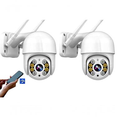 Imagem de Câmera De Segurança Wifi Ip Rotativa Visão Noturna Resistente A água - Kit 2