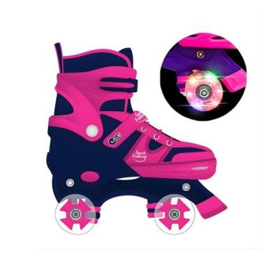 Imagem de Patins Infantil 4 Rodas com LED 31-34 - Rosa - UNIK