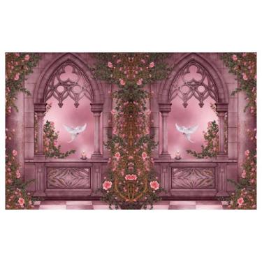 Imagem de Painel Em Tecido Sublimado Castelo Rosa Florido - Fábrika de Festa, 30