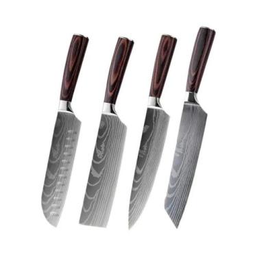 Imagem de Conjunto De Facas De Chef Profissionais Em Aço Inoxidável Damasco a La