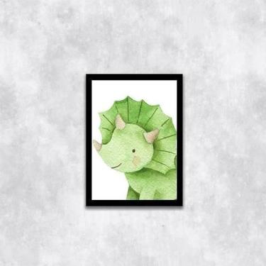 Imagem de Quadro Decorativo Infantil Dinossauro Baby Verde 33X24 Preta - Quadros