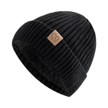 Imagem de Gorro De Inverno Unissex Forrado Com Pelo, Quente, Bicolor, Tricotado,