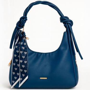 Imagem de Bolsa Feminina Moderna com Alça de Mão Nó Lenço Decorativo e Bolsos Ex