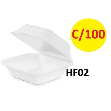 Imagem de 100 Un Hamburgueira Isopor Hf2 Para Lanches Fritas Salada - Lynx Produ