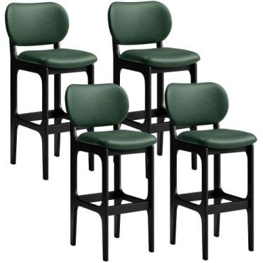 Imagem de Kit 4 Banquetas Alta Bar Cozinha Sala Jantar Fixa Betta L02 Preto Fact