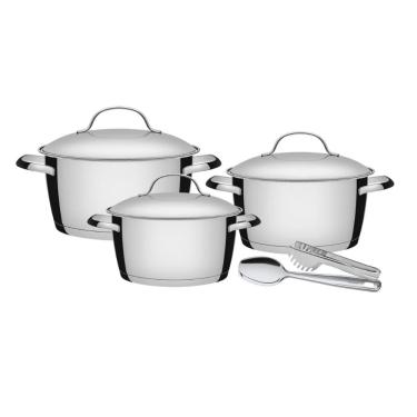 Imagem de Jogo De Panelas Aço Inox Allegra 3 Peças Colher e Pegador Tramontina