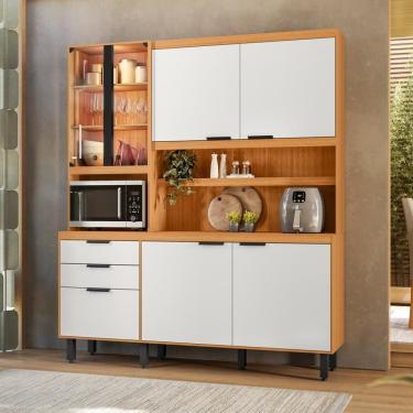 Imagem de Cozinha Poliman Murano 7 Portas 2 Gavetas Freijó UV Off Acetinado